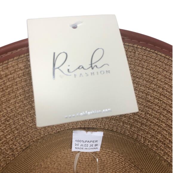 Riah Fashion Brown Straw Woven Fedora - Picture 9 of 9